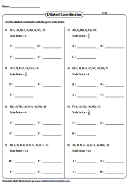Dilation with Center at Origin | Dilation Worksheets