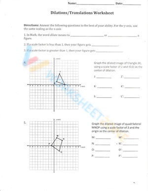 dilations translations worksheet