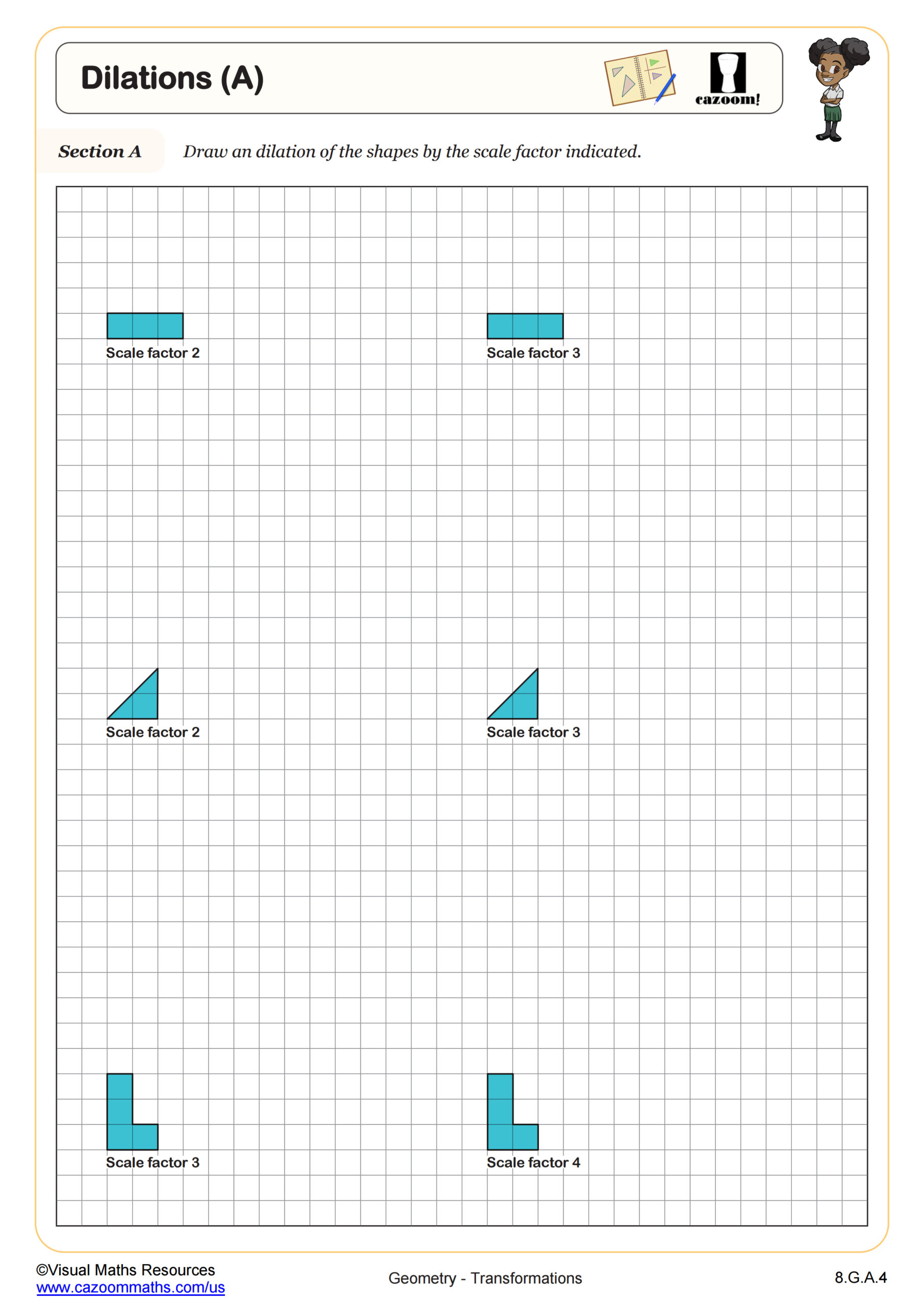 dilations worksheet 8th grade