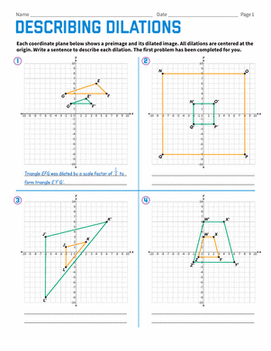 Describing Dilations | Worksheet 