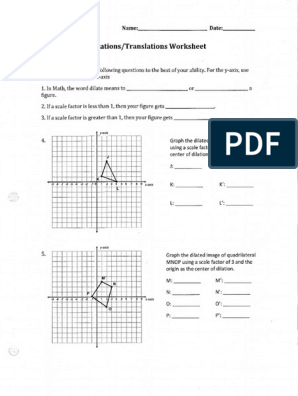 Dilation Worksheet | PDF