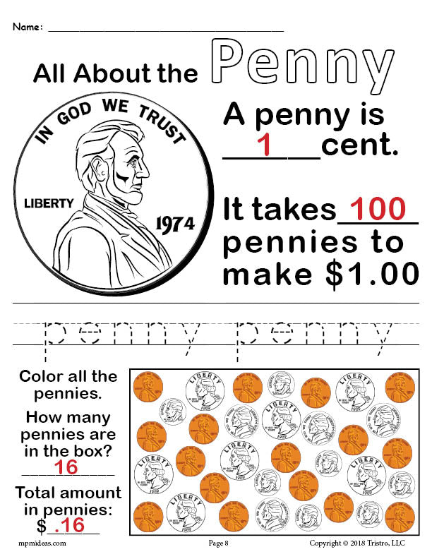 dime worksheet for kindergarten