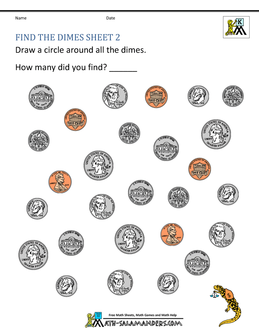 Kindergarten Money Worksheets 1st Grade