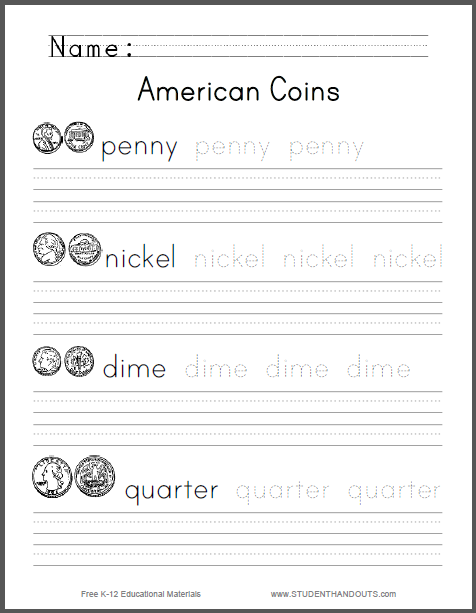 dimes nickels pennies worksheet