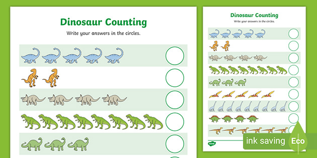 Prep Maths Worksheet | Counting | Dinosaurs (teacher made)
