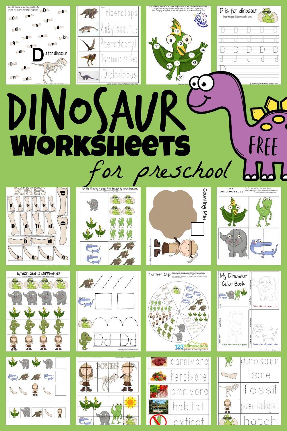 ? FREE Dinosaur Worksheets Preschool Printables