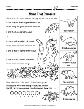 Dinosaur Games, Lesson Plans &  Printable Worksheets for Kids ...