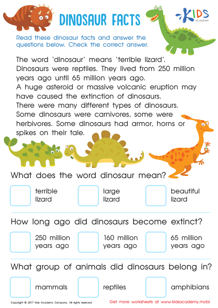 dinosaur worksheet for kids
