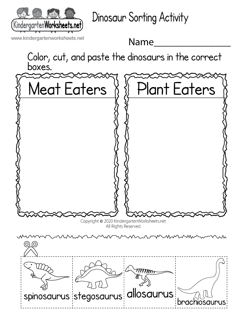 dinosaur worksheet kindergarten
