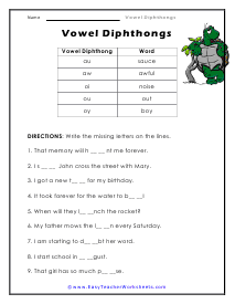 Vowel Diphthong Worksheets