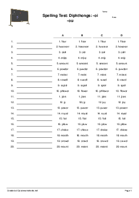 DIPHTHONGS Worksheets