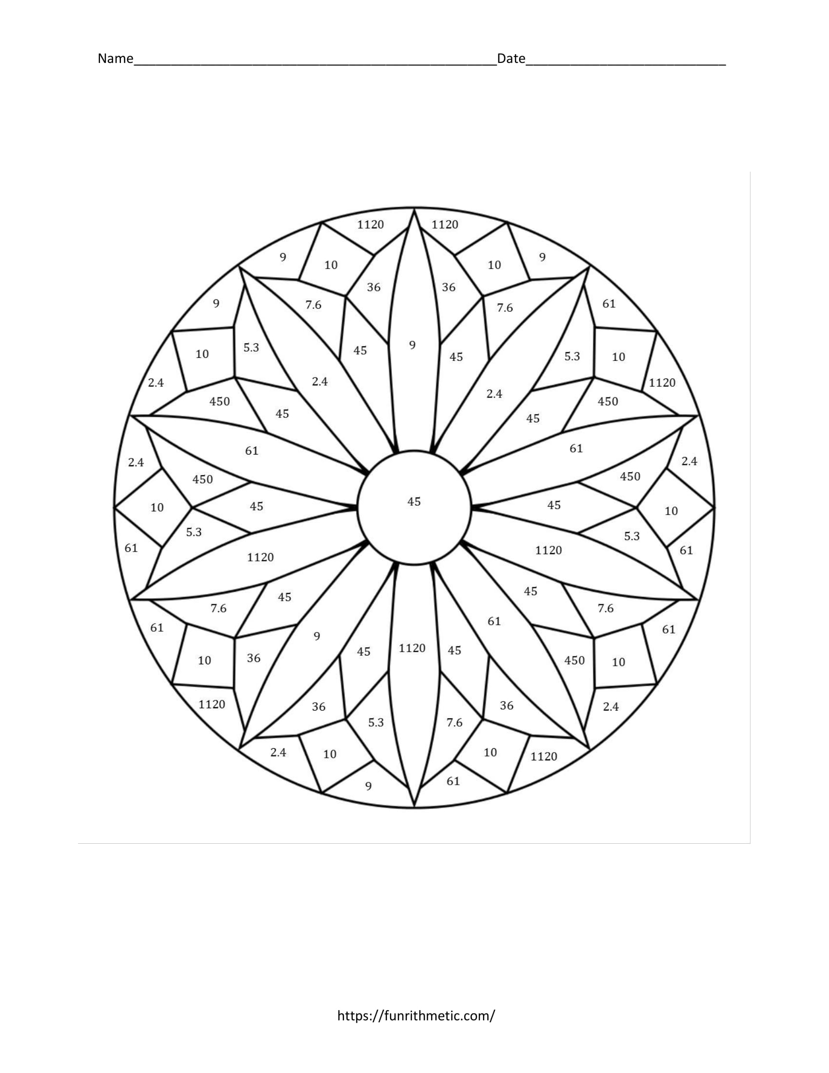 Direct and Inverse Variation Color by Number