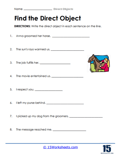 Direct Objects 6 Worksheet - Worksheets Library