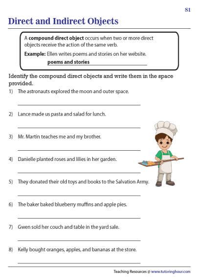 direct object and indirect object worksheet