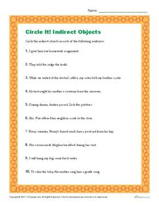 Direct Object And Indirect Object Worksheet