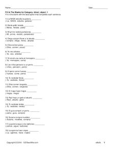 Direct Objects Worksheet for 8th - 9th Grade | Lesson Planet