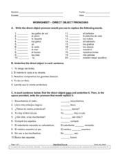 direct object pronoun spanish worksheet