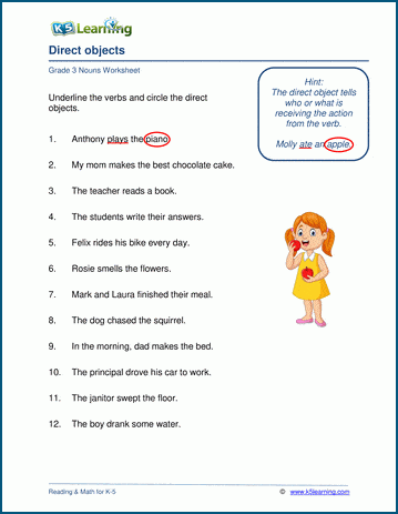 Nouns as direct objects worksheets | Worsheets library