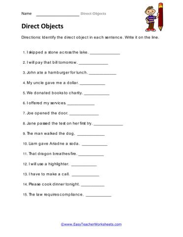 Direct Objects worksheet | Live Worksheets - Worksheets Library