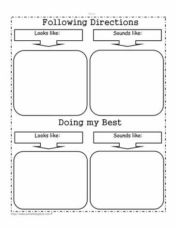 direction following worksheet