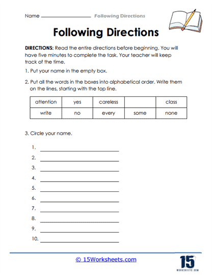 Following Directions Worksheets - 15 Worksheets Library