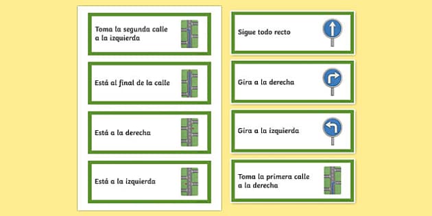 Directions Word Cards Spanish / Español (teacher made)