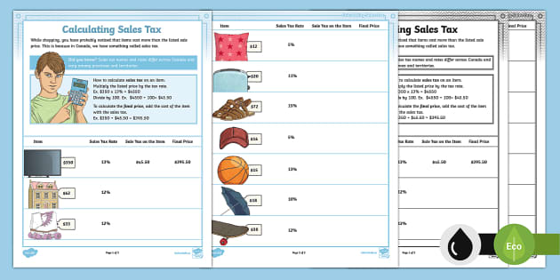 discount and tax worksheet