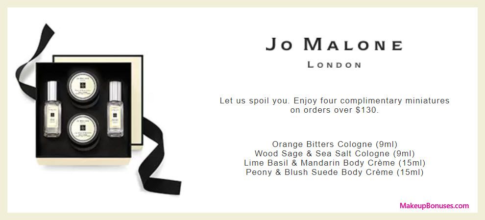 Jo Malone 4-piece Free Bonus Gift with $130 Purchase &  Promo Code ...