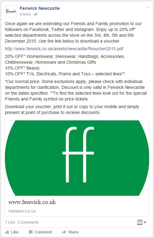 Fenwick Newcastle Discount Voucher