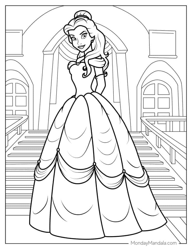 24 Belle Coloring Pages (Free PDF Printables)