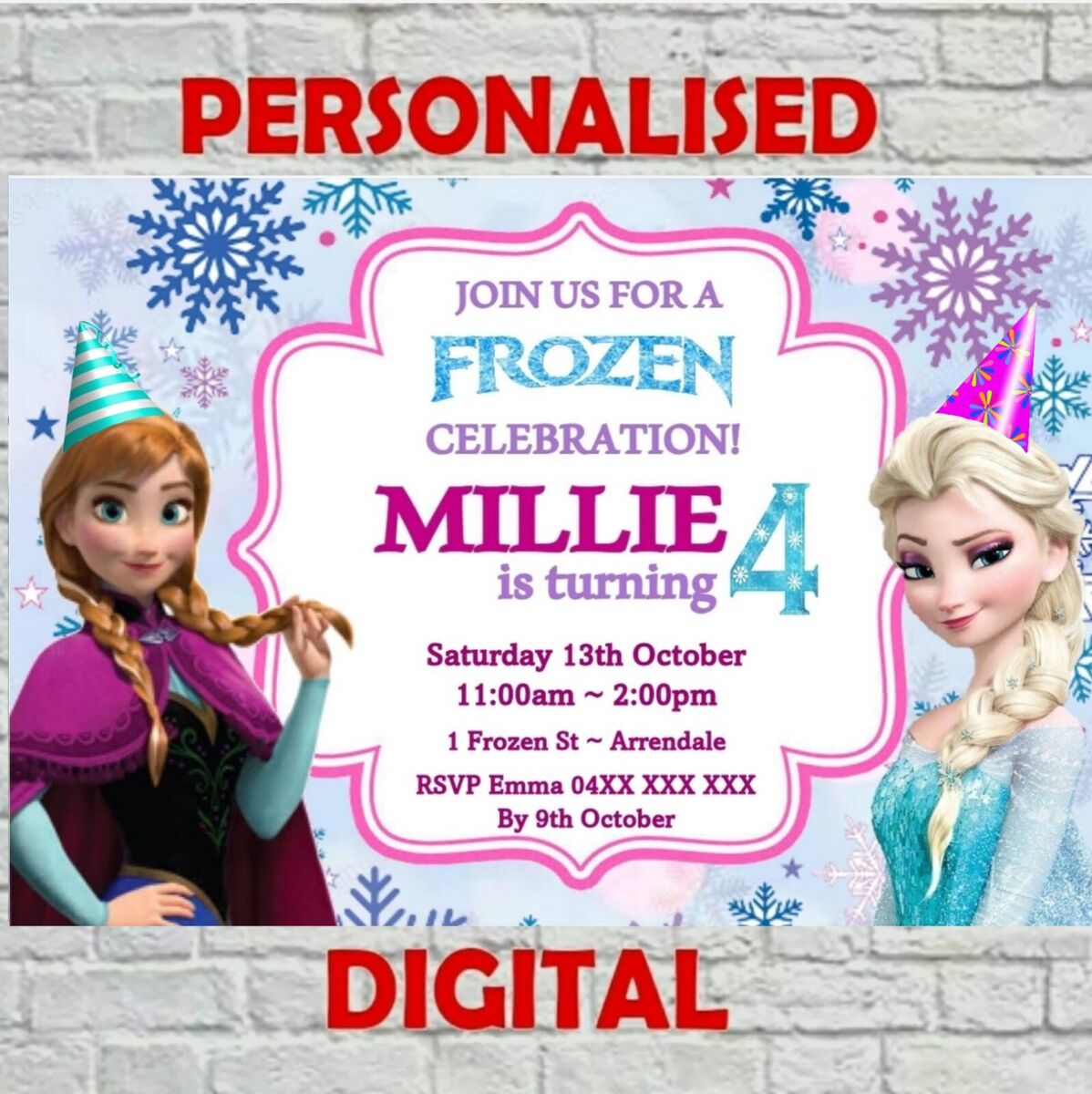 DISNEY FROZEN DIGITAL PRINTABLE BIRTHDAY PARTY INVITATION eBay DISNEY FROZEN DIGITAL PRINTABLE BIRTHDAY PARTY INVITATION eBay