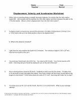 PDF) Displacement,Velocity, and Acceleration Worksheet & middot ...