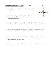 distance and displacement worksheet with answers
