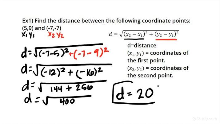 How to Use the Distance Formula Given 2 Coordinate Points | Study.com ...