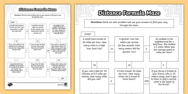 distance formula worksheet answers