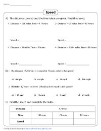 Speed, Distance, and Time Worksheets