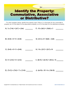 distributive associative commutative properties worksheet