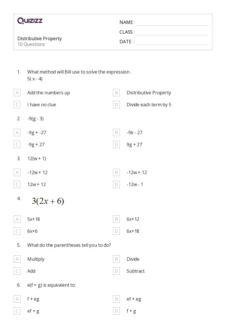 50+ distributive property worksheets for 9th Grade on Quizizz ...