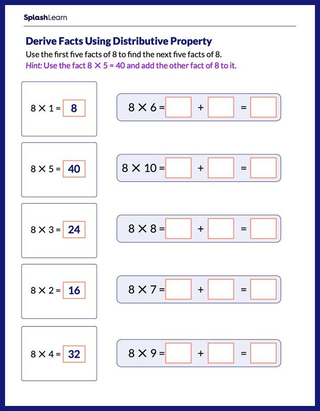 distributive property 3rd grade worksheet