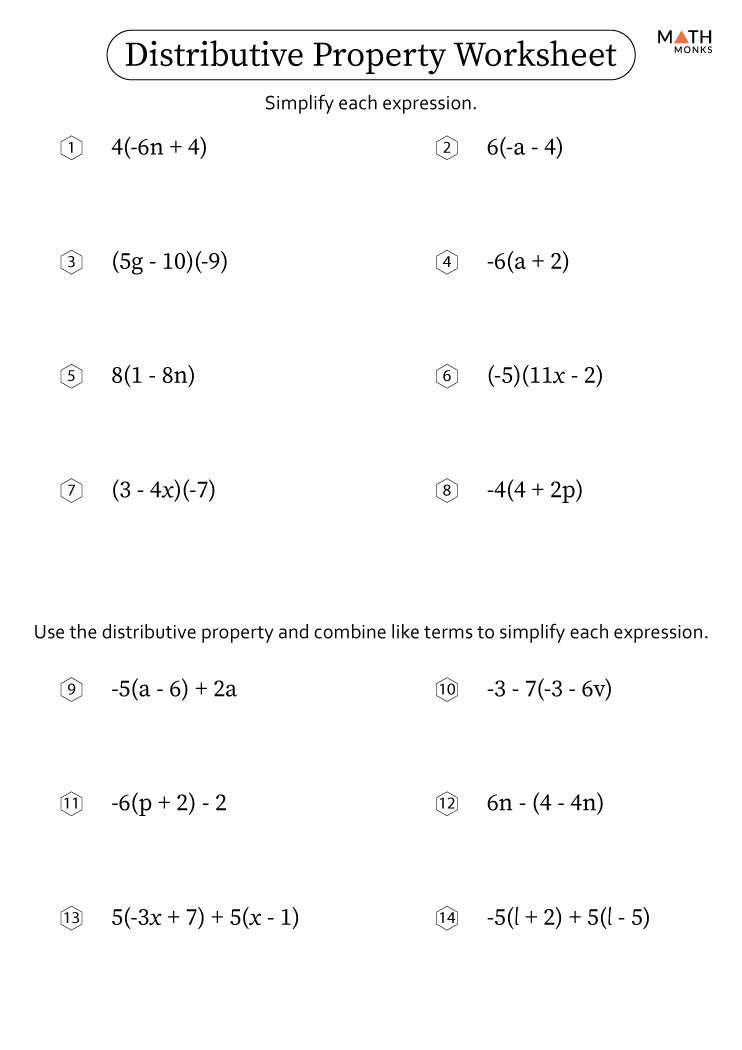 distributive property 6th grade worksheet