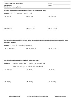 distributive property of algebra worksheet