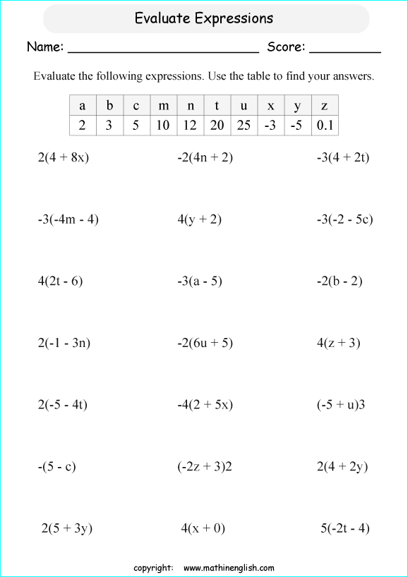 distributive property with variables worksheet