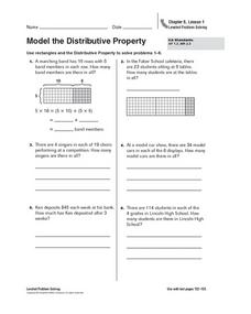 Model the Distributive Property Worksheet for 5th Grade | Lesson ...