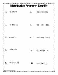 Distributive Property Worksheets: Simplify