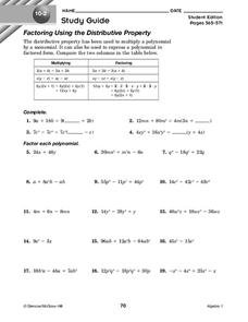distributive property worksheet 9th grade