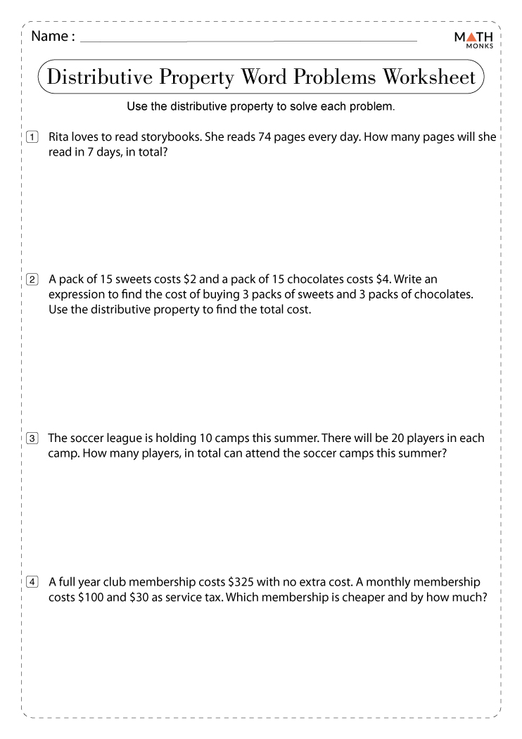 Distributive Property Worksheets with Answer Key