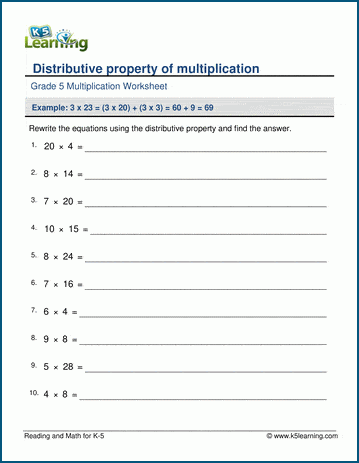 distributive property worksheet for 6th grade