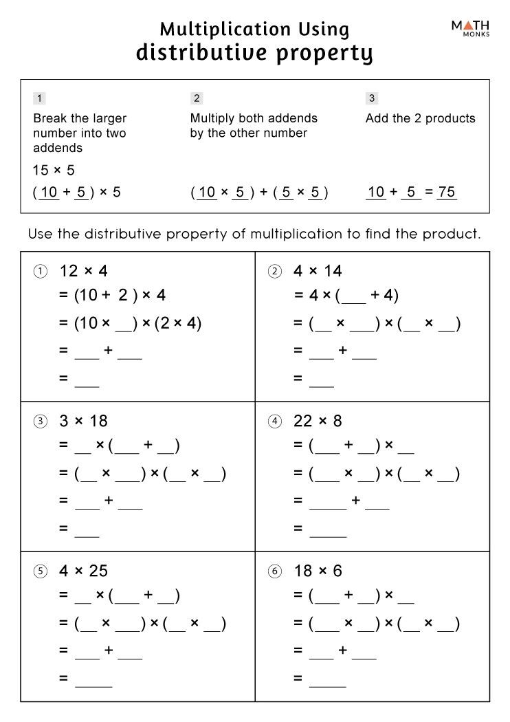 Distributive Property Of Multiplication 3Rd Grade Worksheet