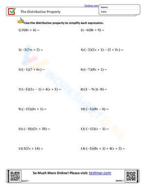 Grade 9 Distributive Property Worksheets 2024
