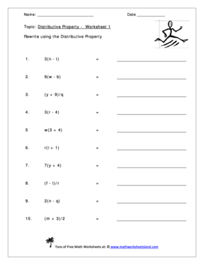 Fillable Online Distributive Property Five Worksheet Pack grade 4 ...